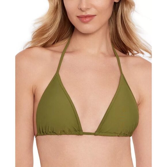 NWT Salt + Cove Slider Triangle Bikini Top Sz XS Greenleaf Green Halter Lined - Picture 1 of 9